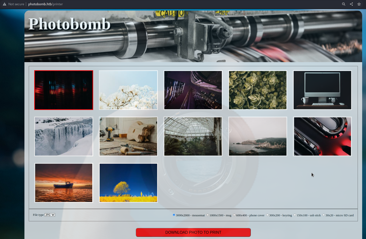 Photobomb.htb/printer